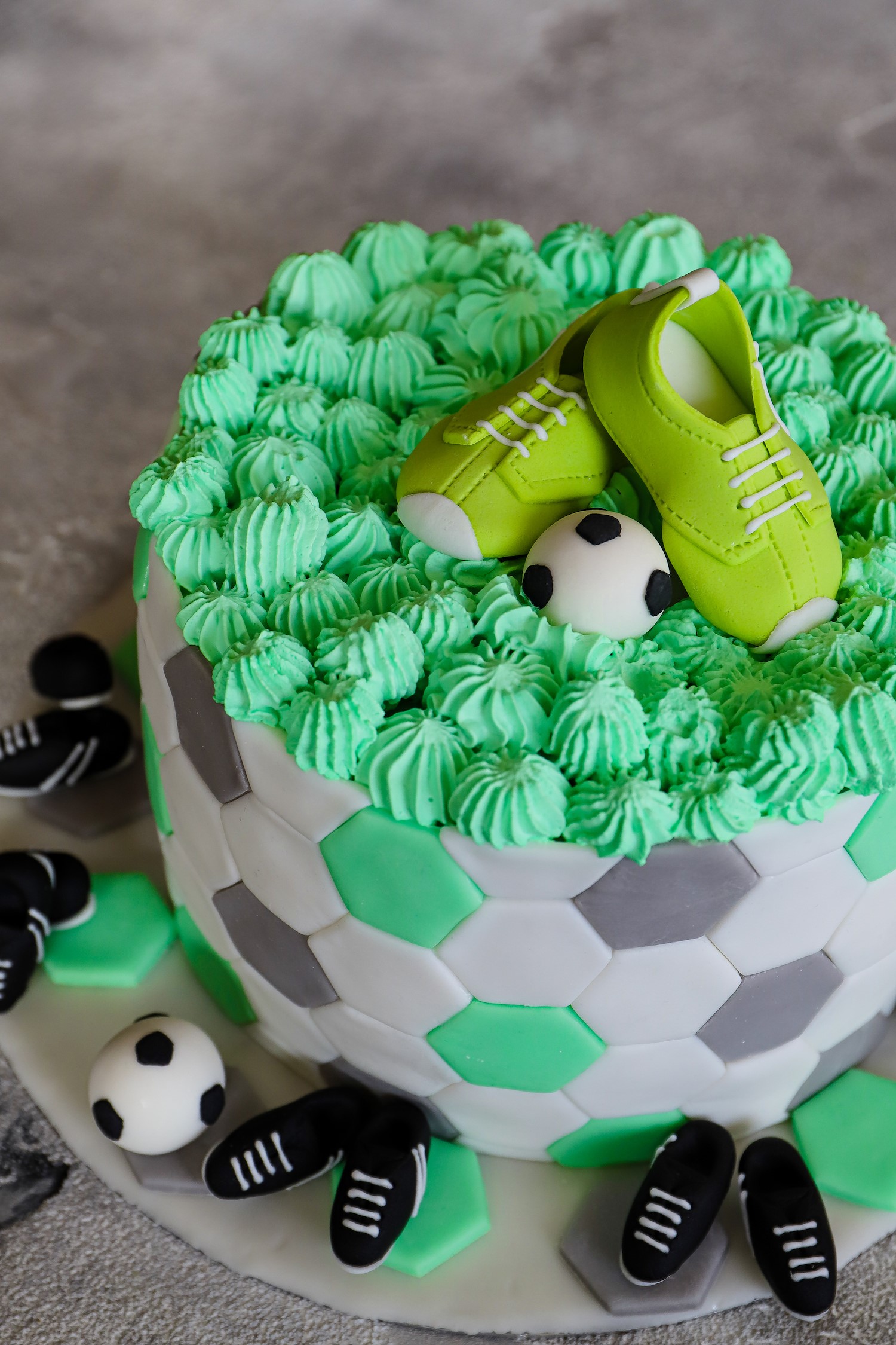 Green and white football set